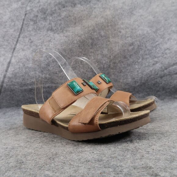 Abeo Shoes Womens 8 Wedge Sandal Slip On Adjustable Double Strap Leather Comfort - Picture 1 of 16